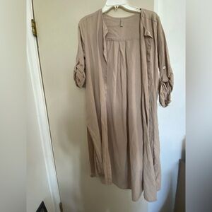 Tan Long Sleeve Button-Up cover up
